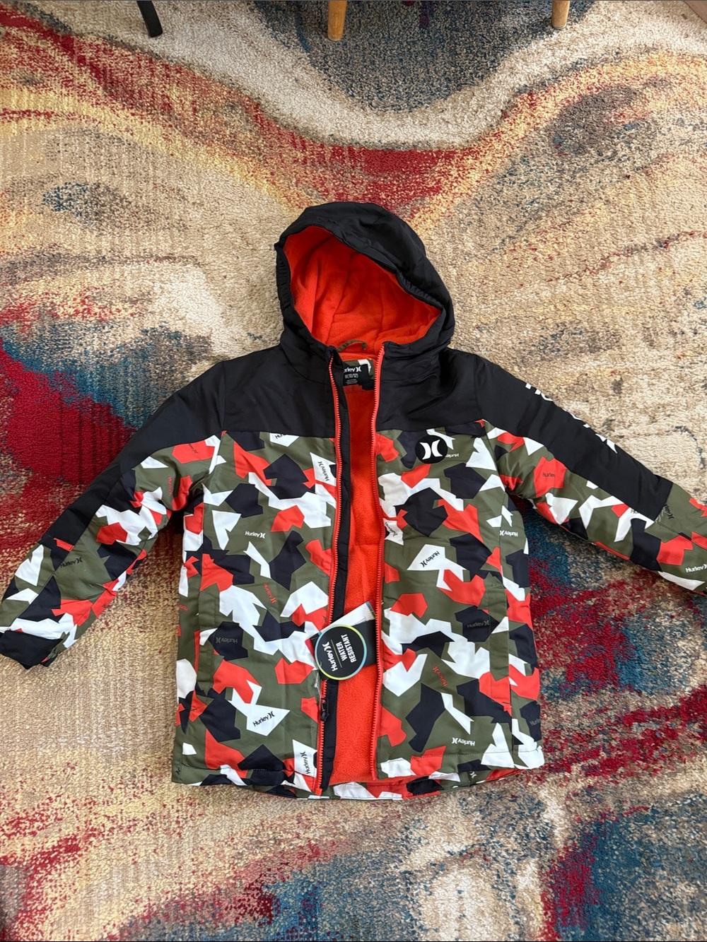 Hurley Kids Black & Red Camo Hooded Jacket